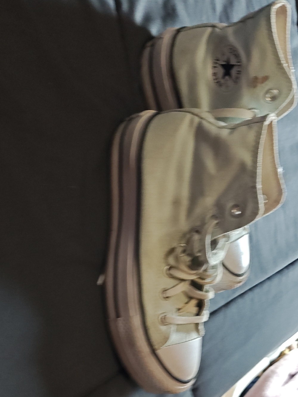 Converse Kids Canvas High-Top Sneakers in Light Khaki